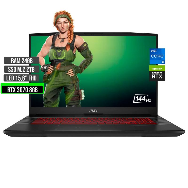 MSI - MSI GL66 INTEL CORE I7 12700H SSD 2TB RAM 24GB RTX 3070 8GB 15,6 FHD 144Hz