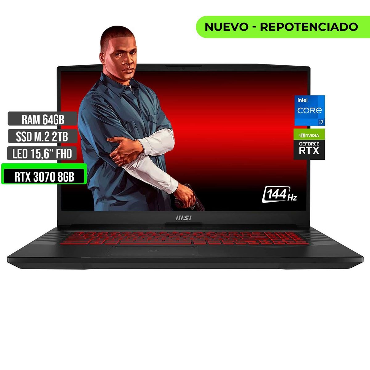 MSI - MSI GL66 INTEL CORE I7 12700H SSD 2TB RAM 64GB RTX 3070 8GB 15,6 FHD 144Hz