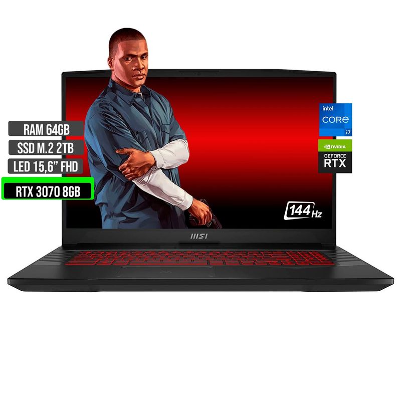 MSI - MSI GL66 INTEL CORE I7 12700H SSD 2TB RAM 64GB RTX 3070 8GB 15,6 FHD 144Hz