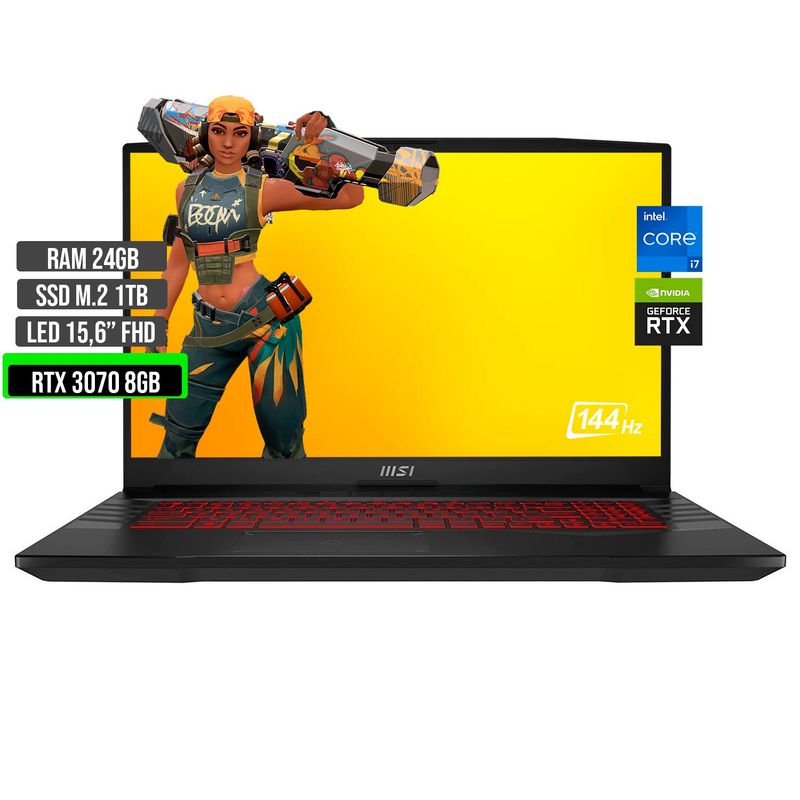 MSI - MSI GL66 INTEL CORE I7 12700H SSD 1TB RAM 24GB RTX 3070 8GB 15,6 FHD 144Hz