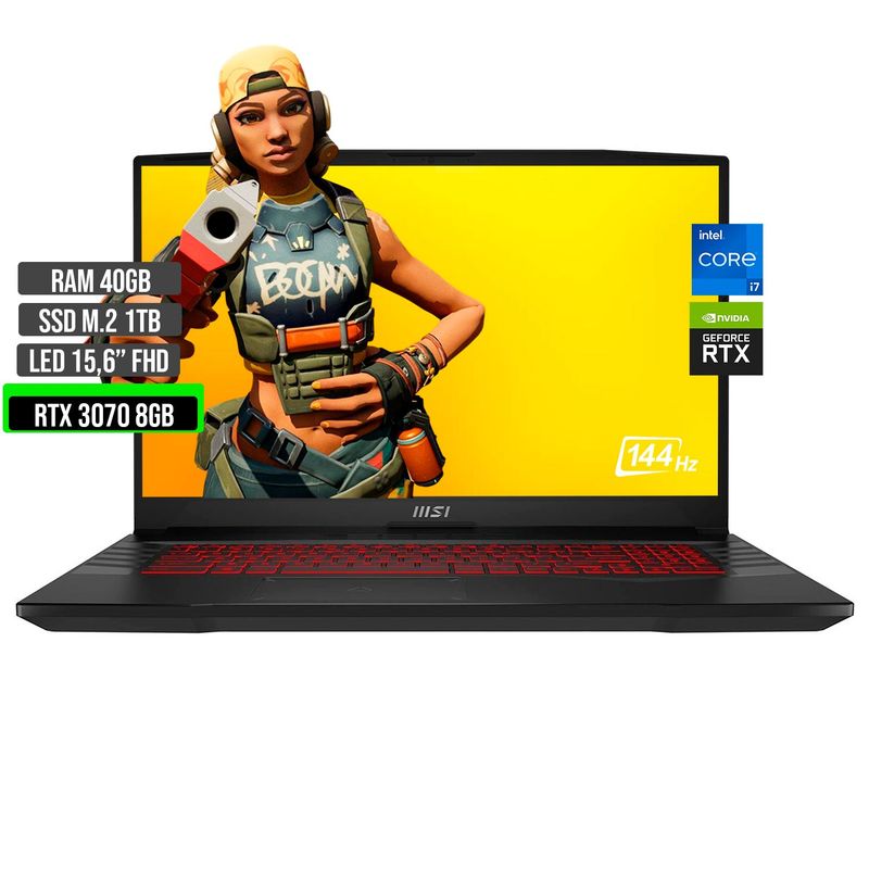 MSI - MSI GL66 INTEL CORE I7 12700H SSD 1TB RAM 40GB RTX 3070 8GB 15,6 FHD 144Hz