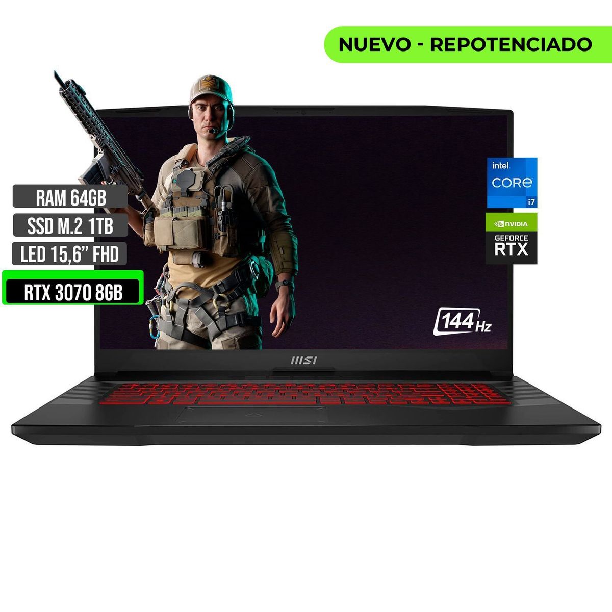 MSI - MSI GL66 INTEL CORE I7 12700H SSD 1TB RAM 64GB RTX 3070 8GB 15,6 FHD 144Hz