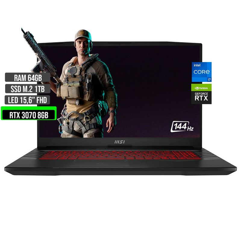 MSI - MSI GL66 INTEL CORE I7 12700H SSD 1TB RAM 64GB RTX 3070 8GB 15,6 FHD 144Hz