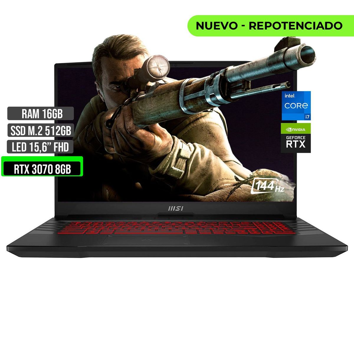MSI - MSI GL66 INTEL CORE I7 12700H SSD 512GB RAM 16GB RTX 3070 8GB 15,6 FHD 144Hz
