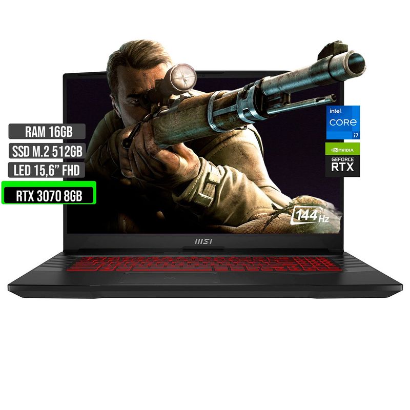 MSI - MSI GL66 INTEL CORE I7 12700H SSD 512GB RAM 16GB RTX 3070 8GB 15,6 FHD 144Hz