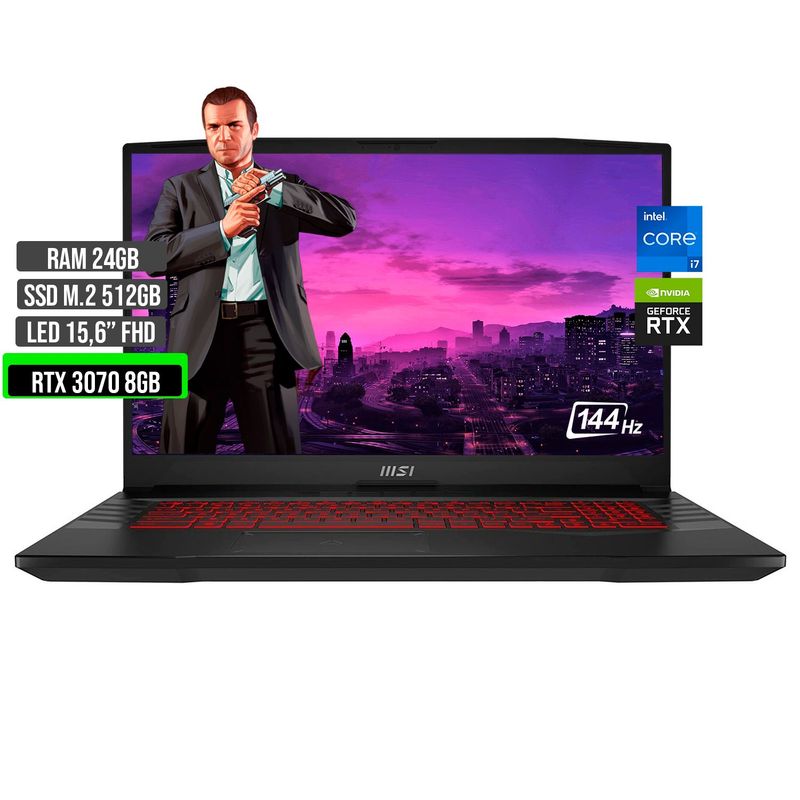 MSI - MSI GL66 INTEL CORE I7 12700H SSD 512GB RAM 24GB RTX 3070 8GB 15,6 FHD 144Hz