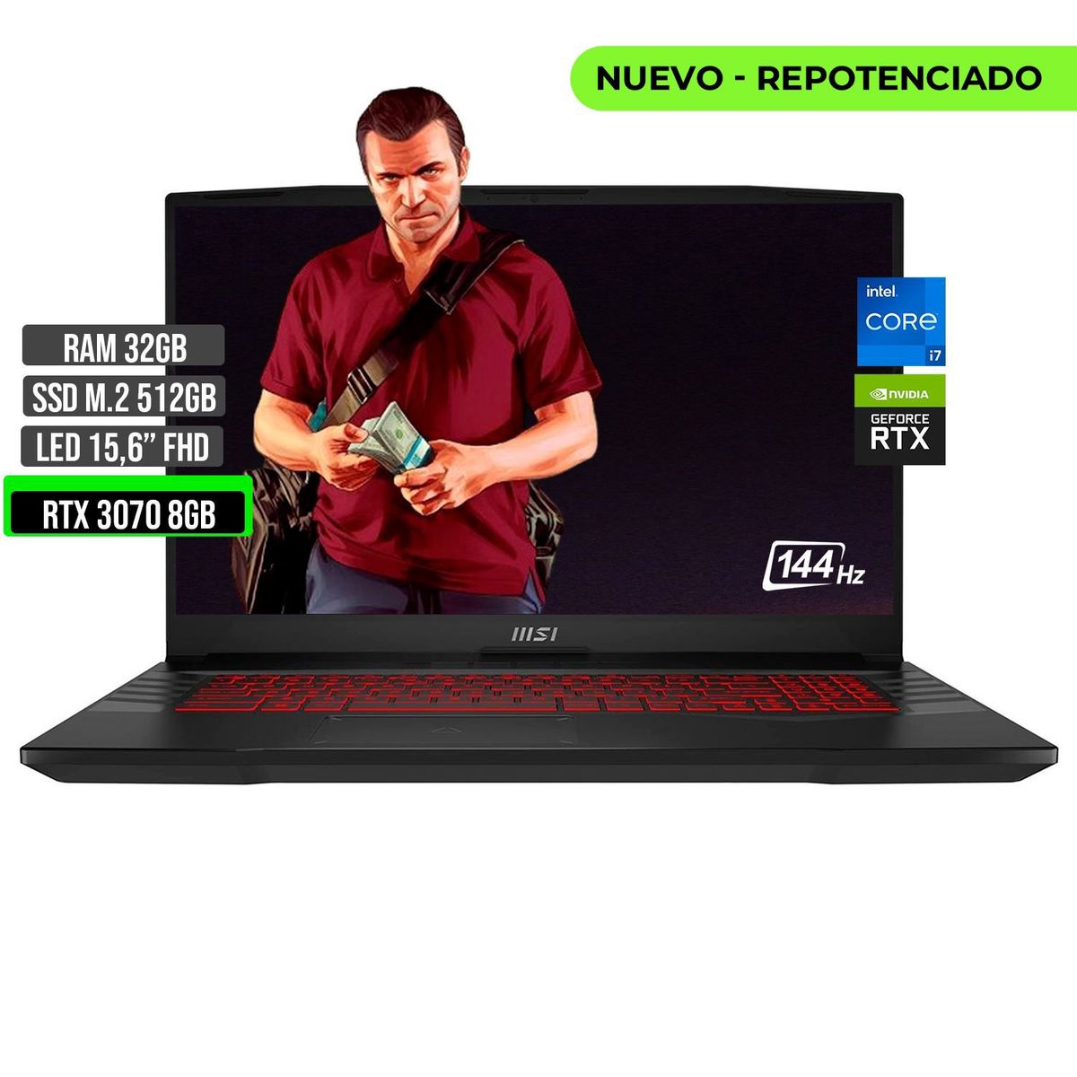 MSI - MSI GL66 INTEL CORE I7 12700H SSD 512GB RAM 32GB RTX 3070 8GB 15,6 FHD 144Hz