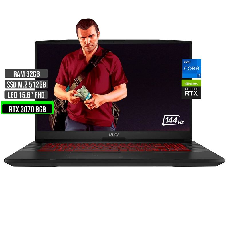 MSI - MSI GL66 INTEL CORE I7 12700H SSD 512GB RAM 32GB RTX 3070 8GB 15,6 FHD 144Hz