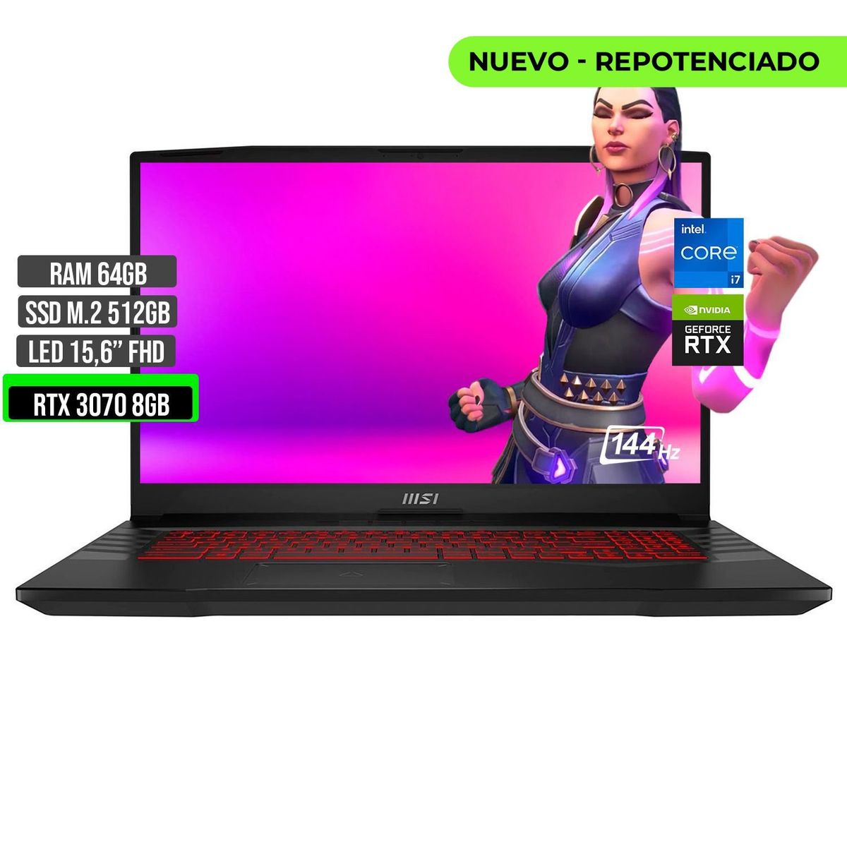 MSI - MSI GL66 INTEL CORE I7 12700H SSD 512GB RAM 64GB RTX 3070 8GB 15,6 FHD 144Hz