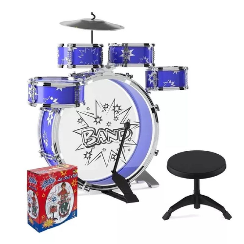 MARKET TOYS - Set Batería Musical 5 Tambores Azul