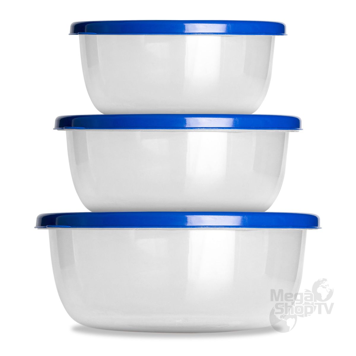 CHEF MASTER - Juego 3 Recipientes plásticos con tapa organizadores cocina Azul.