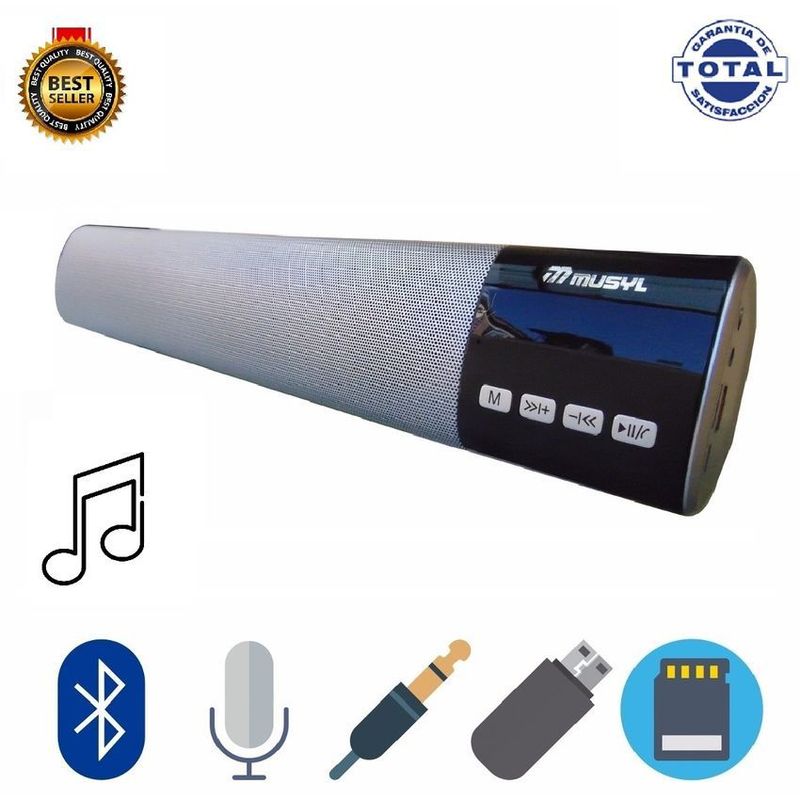 TWS - Barra sonido bluetooth pantalla led, fm, usb, aux, sd, parlante 40 cms