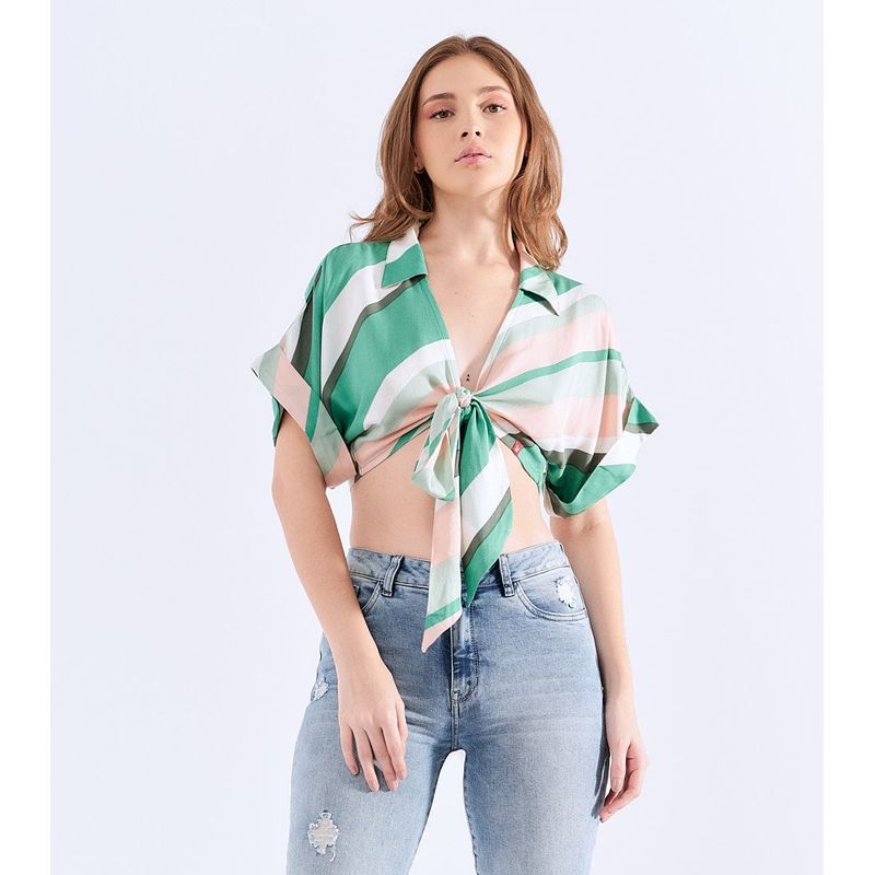 UNSER - Blusa Para Mujer Corta Para Anudar Unser