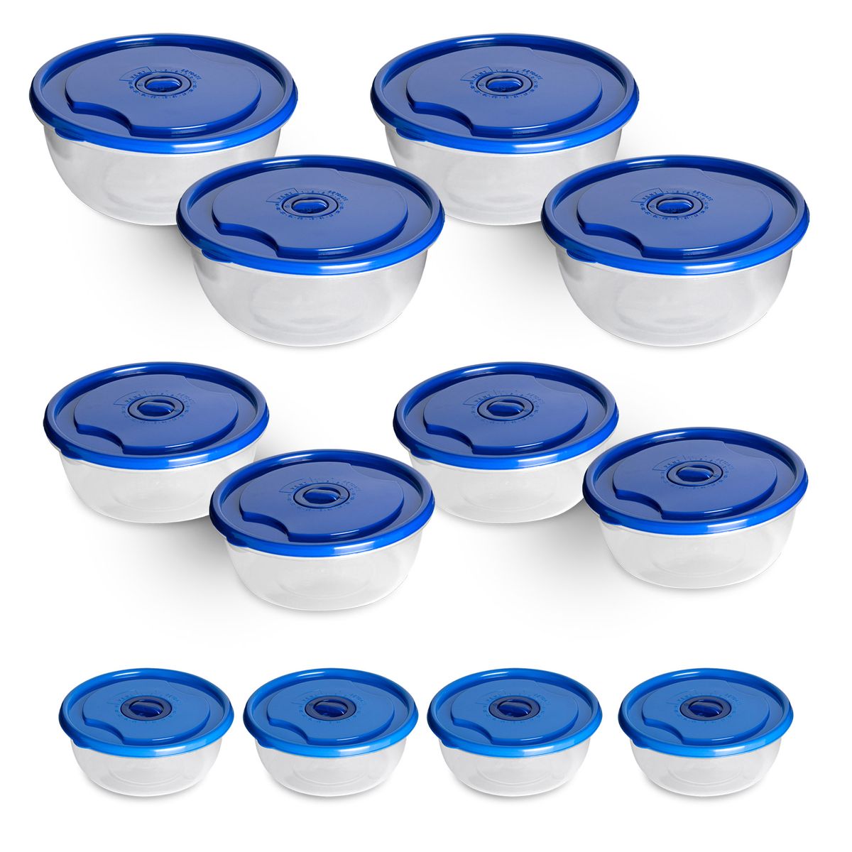 CHEF MASTER - Juego 12 Recipientes plásticos con tapa organizadores cocina Azul.