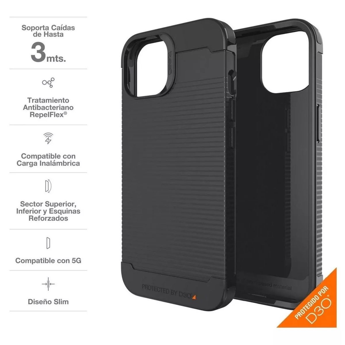 GEAR4 - Estuche Case Zagg Gear4 Havana Negro para iPhone 13