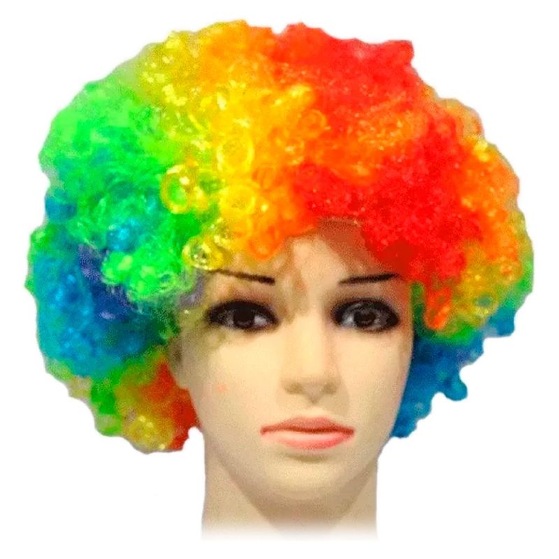 GENERICO - Peluca Payaso Afro Colores Halloween Disfraz
