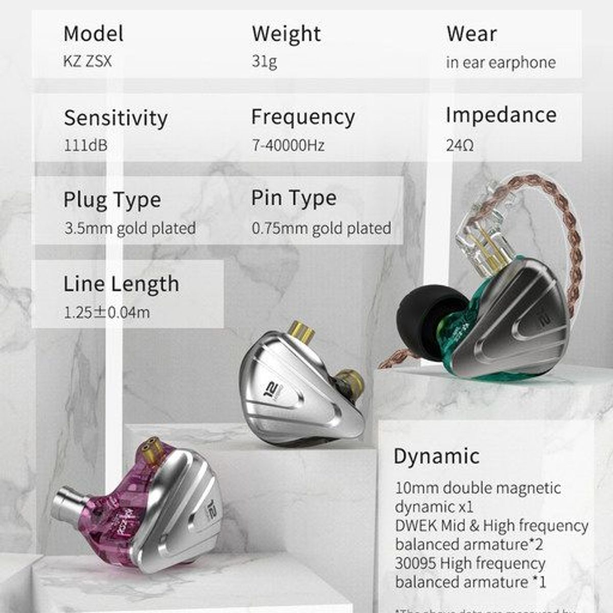 KZ - Audifonos Kz Zsx Terminator Monitores In Ear CYAN sin microfono