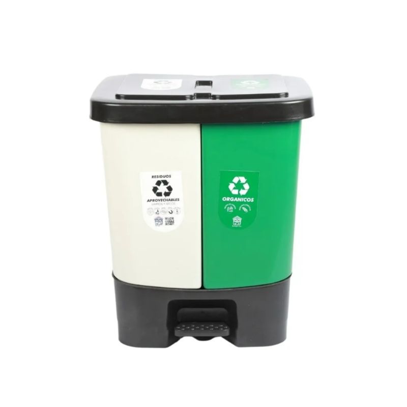 GENERICO - Caneca Papelera Basurera Dual 40L Blanca-Verde