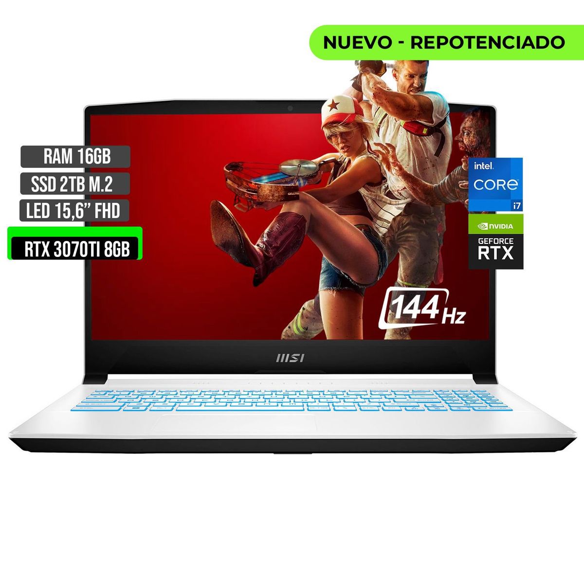 MSI - Portátil MSI Intel Core i7 RTX 3070Ti 16GB RAM 2TB SSD 144Hz