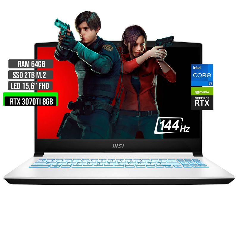 MSI - PORTATIL MSI INTEL CORE I7-12650H SSD 2TB RAM 64GB RTX 3070TI 8GB 15,6 FHD 144Hz