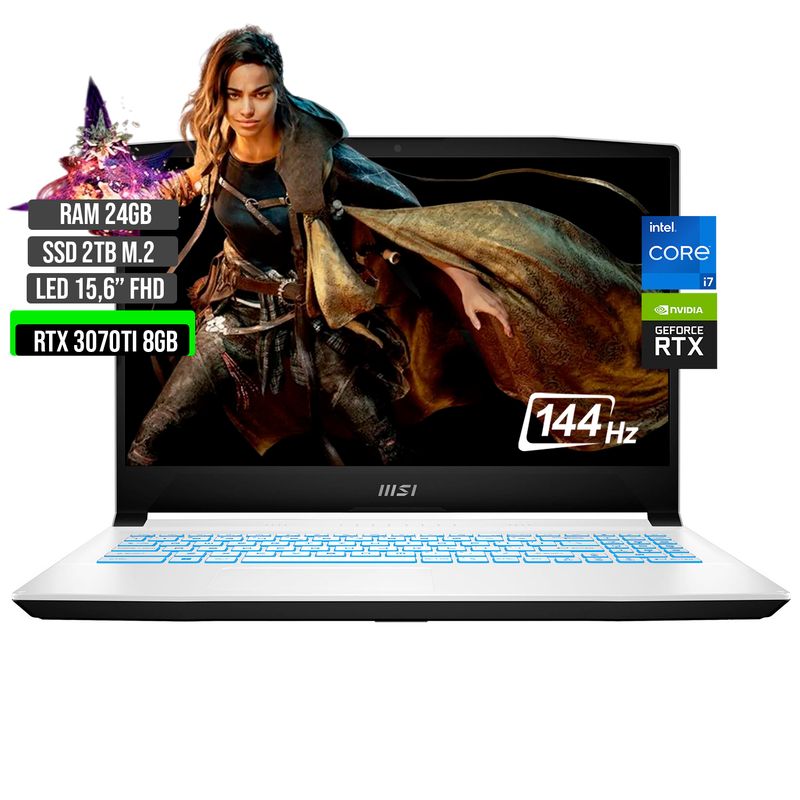 MSI - PORTATIL MSI INTEL CORE I7-12650H SSD 2TB RAM 24GB RTX 3070TI 8GB 15,6 FHD 144Hz