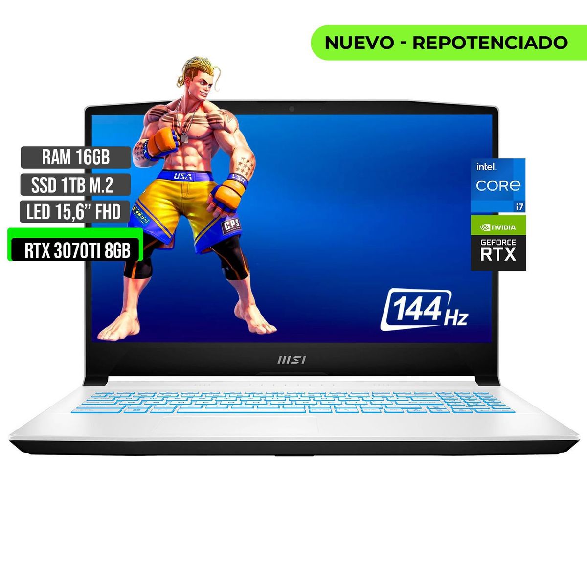 MSI - PORTATIL MSI INTEL CORE I7-12650H SSD 1TB RAM 16GB RTX 3070TI 8GB 15,6 FHD 144Hz