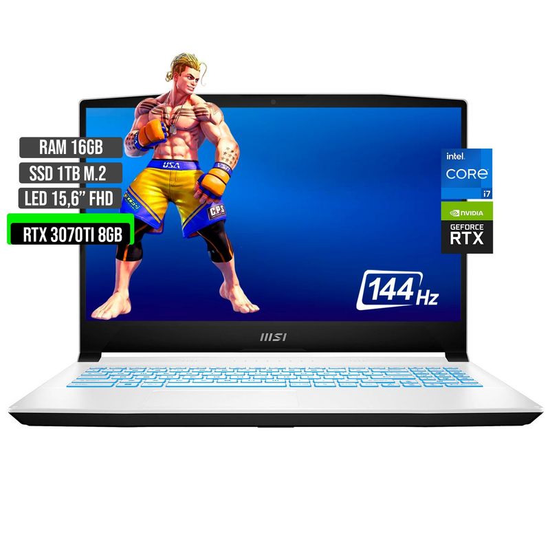 MSI - PORTATIL MSI INTEL CORE I7-12650H SSD 1TB RAM 16GB RTX 3070TI 8GB 15,6 FHD 144Hz