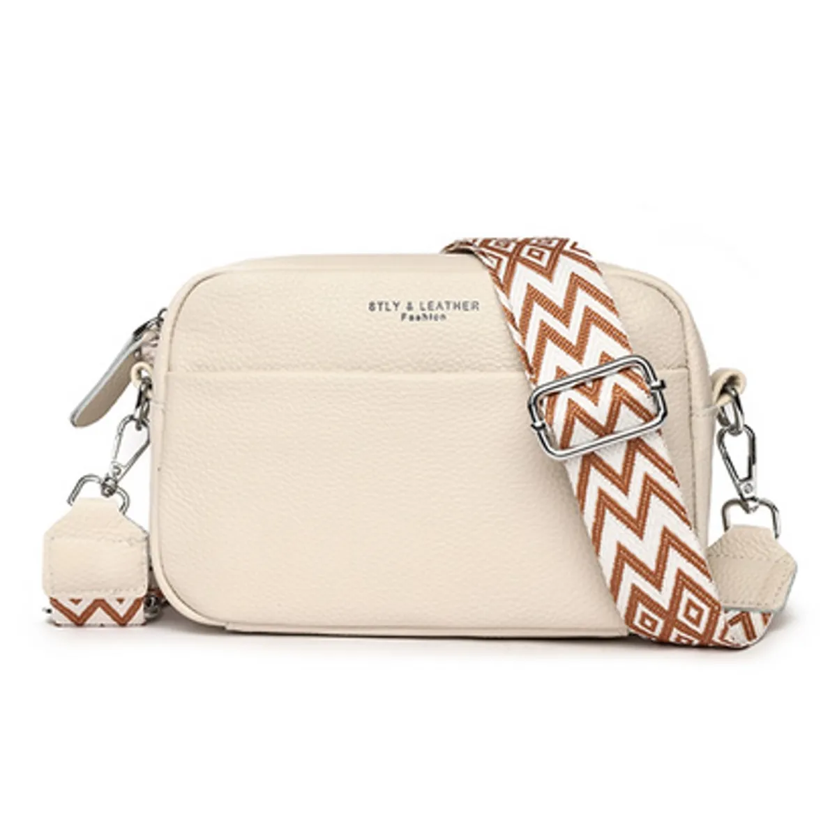 ART CREATION - Bolso Bandolera Cuero Mujer Color Beigue