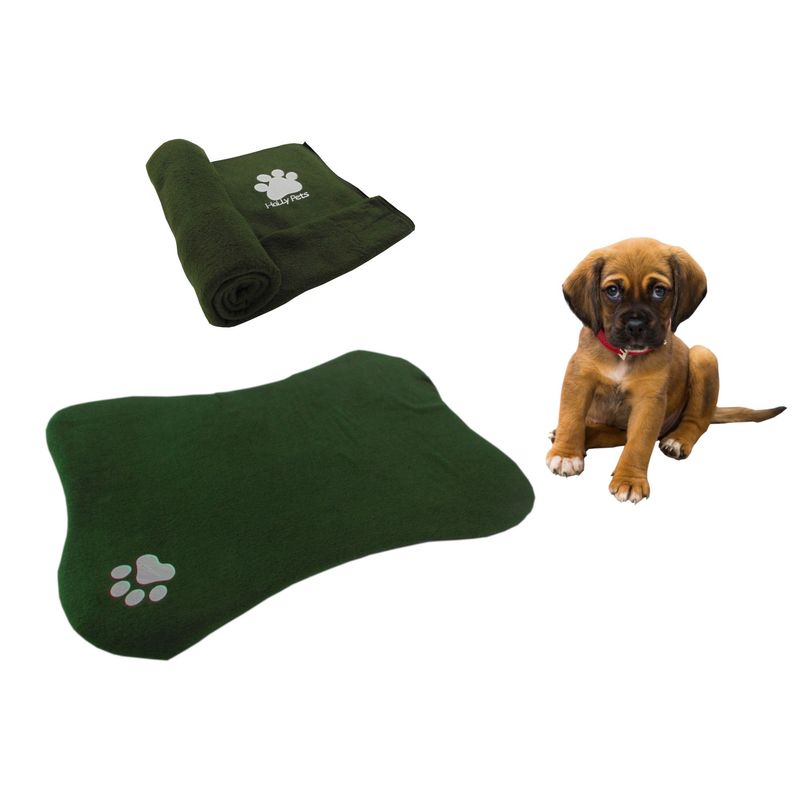 HALLY PET - Cama en forma de hueso  cobija mediana Verde.