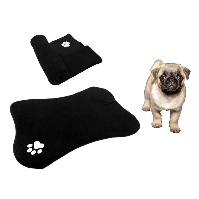 HALLY PET - Cama en forma de hueso  cobija mediana Negro.