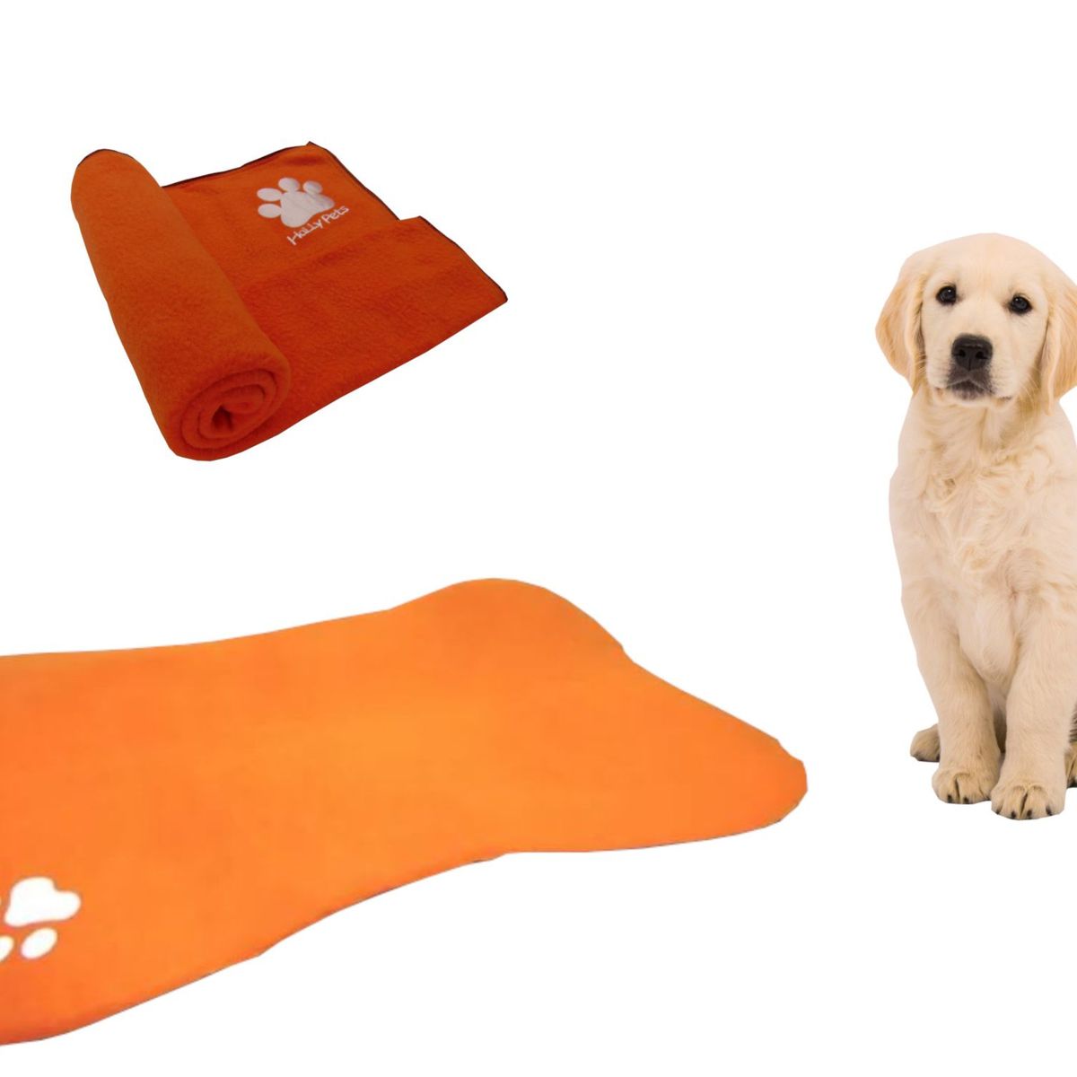 HALLY PET - Cama en forma de hueso  cobija mediana Naranja.