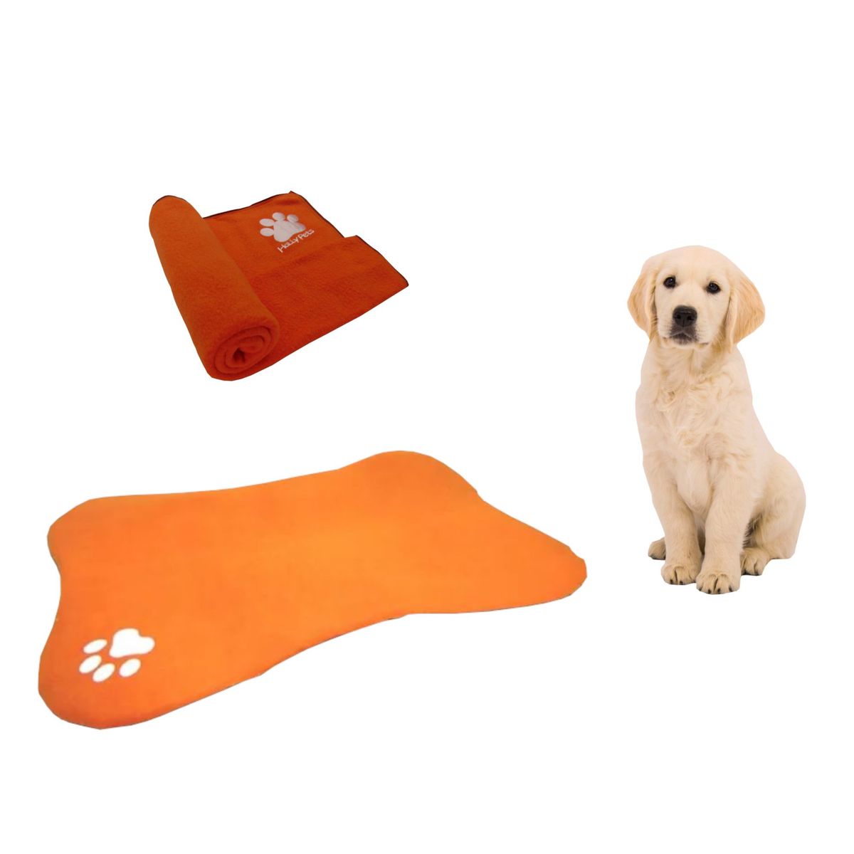 HALLY PET - Cama en forma de hueso  cobija mediana Naranja.