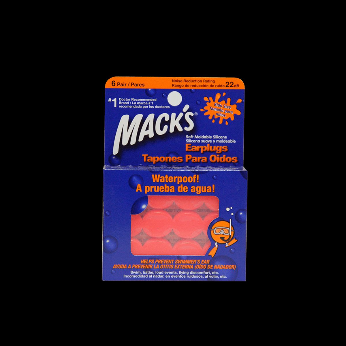 GENERICO - Tapon Para Oido Siliconado Naranja Kids