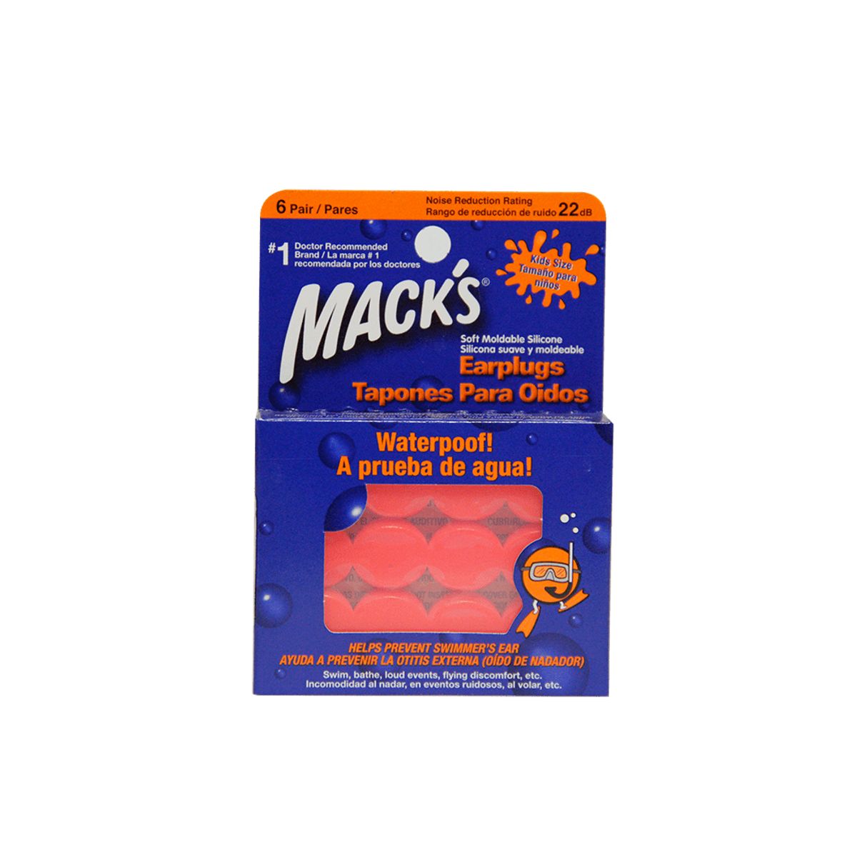 GENERICO - Tapon Para Oido Siliconado Naranja Kids