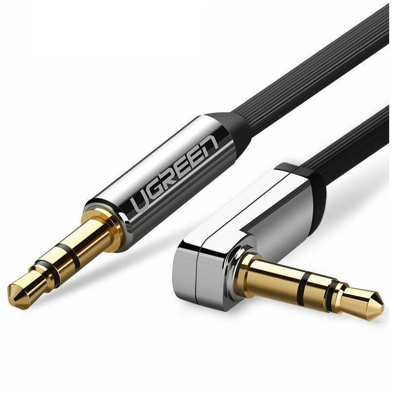 UGREEN - Cable Auxiliar Audio Estéreo Macho A Macho 90° Jack 3.5mm 1 Metro