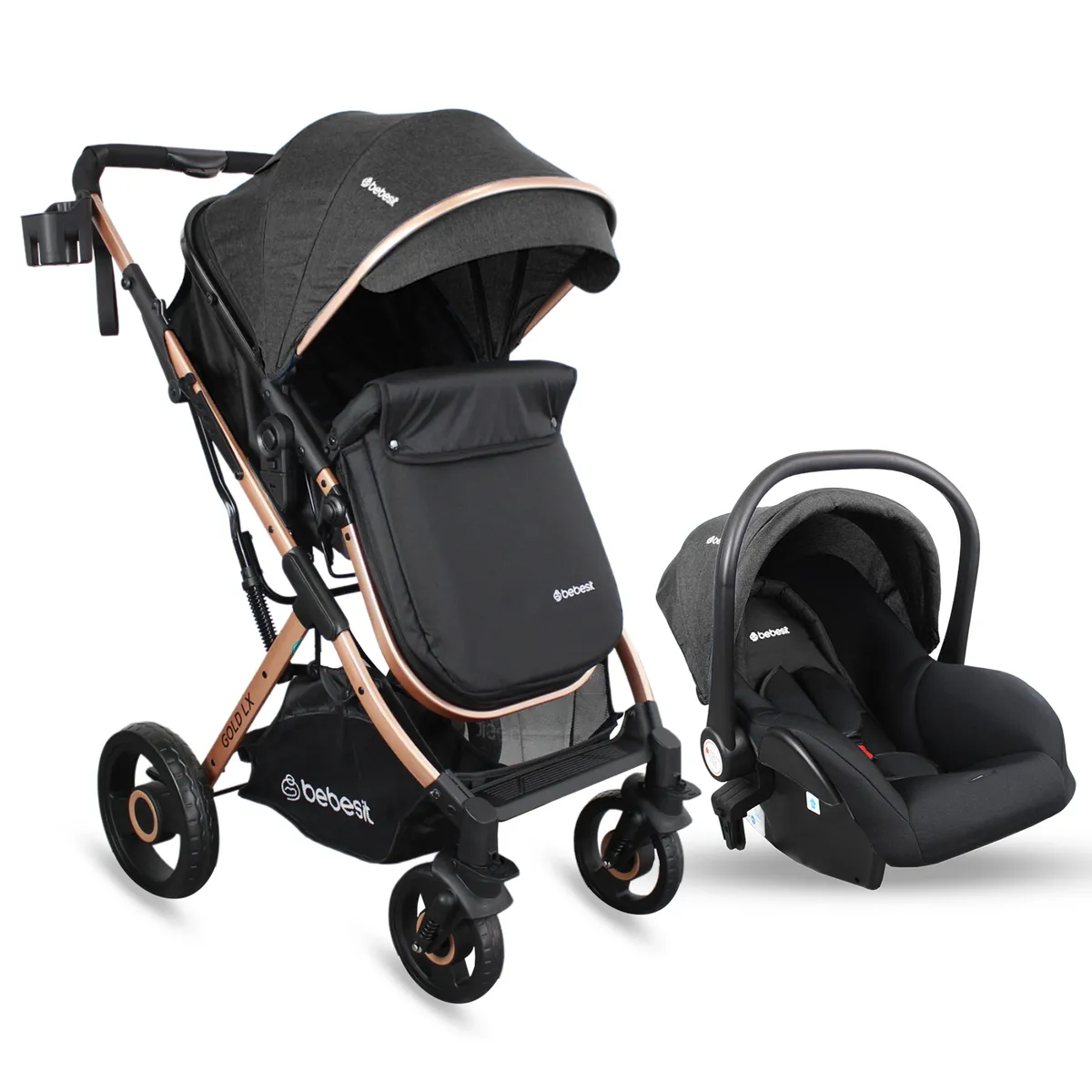 BEBESIT - Coche Moises Para Bebé Travel System Gold Lx Bebesit Negro