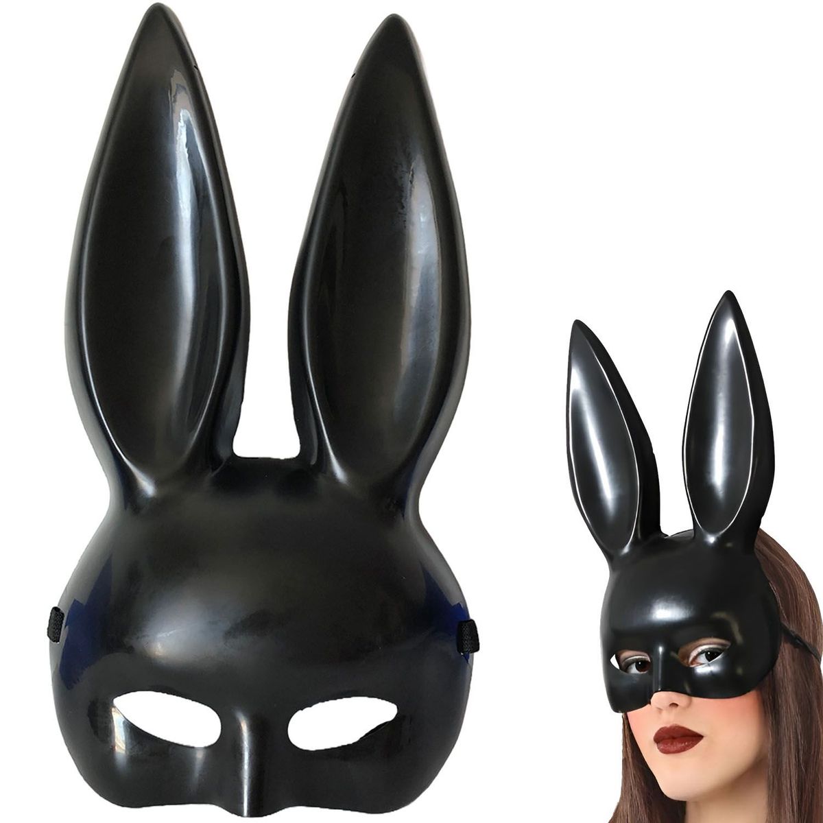 GENERICO - Mascara Antifaz Conejo Negro Disfraz Accesorio Halloween