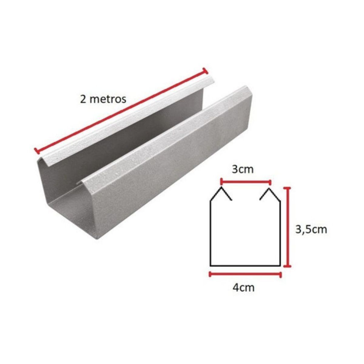 GENERICO - Riel Puerta Closet Corrediza U 2mts Galvanizado