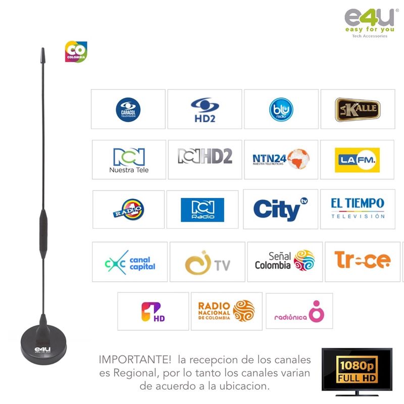 E4U - Antena Digital Pasiva para Television Digital Terrestre