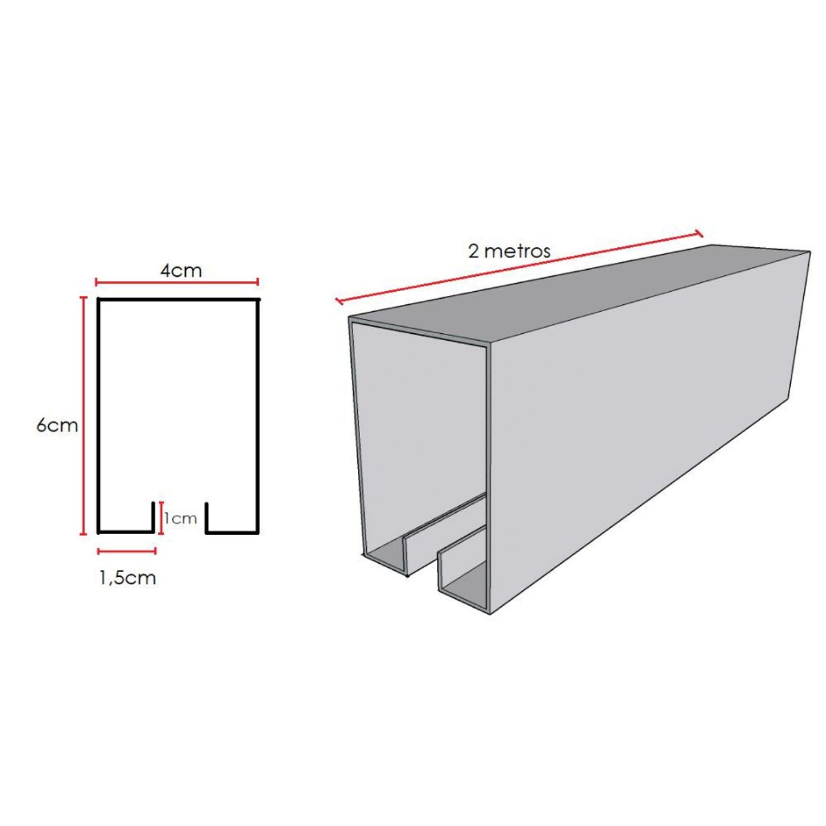 GENERICO - Riel Puerta Corrediza Garaje U 2mts Cold Rolled C18 Rog-800