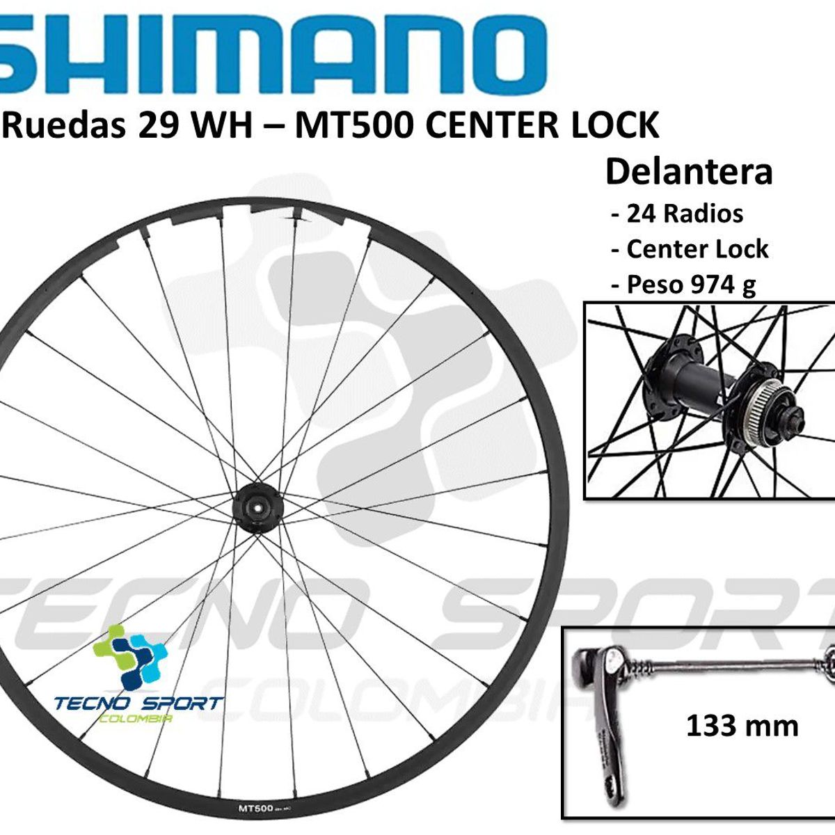 SHIMANO - Rueda 29 Bicicleta Shimano Mt500 Freno Disco 24h Mtb