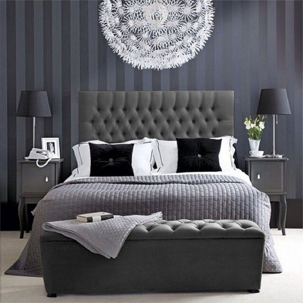 EKONOMODO COLOMBIA - Base Cama Con Espaldar Doble + Puff En Pino Paris Gris Plomo 140X190