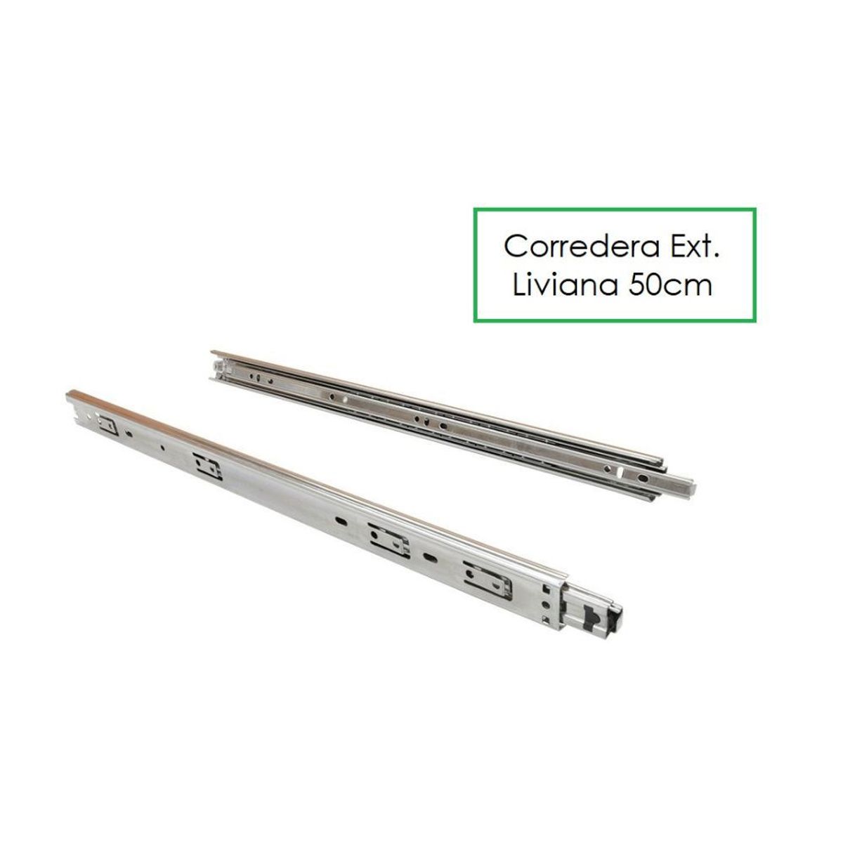 GENERICO - Corredera Telescópica Liviana 50cm Para Cajón X 1 Par Riel