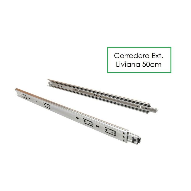 GENERICO - Corredera Telescópica Liviana 50cm Para Cajón X 1 Par Riel