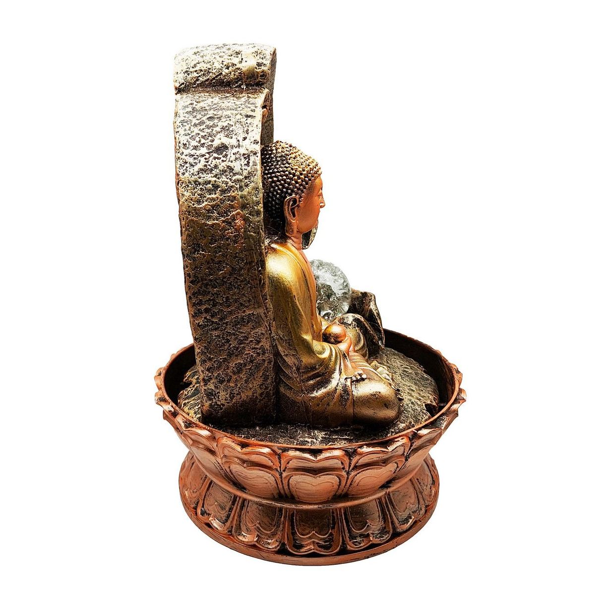 DAYOSHOP - Fuente De Agua Buda Hoja Prosperidad Suerte Luz Cascada 0344