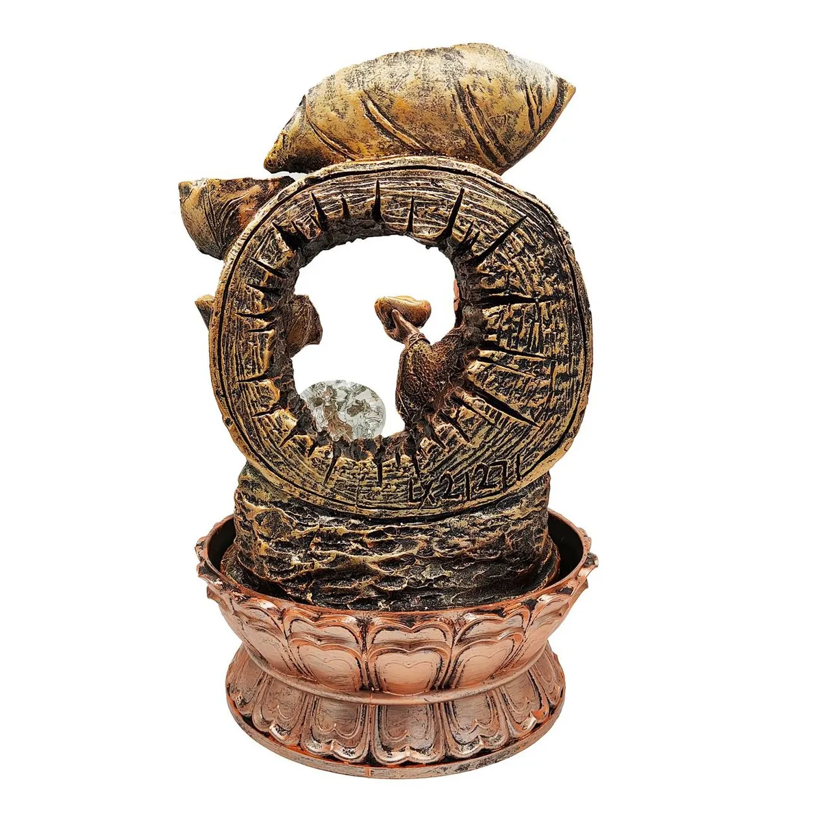 DAYOSHOP - Fuente De Agua Buda Sonriente Arbol De Vida Luz Cascada 0351