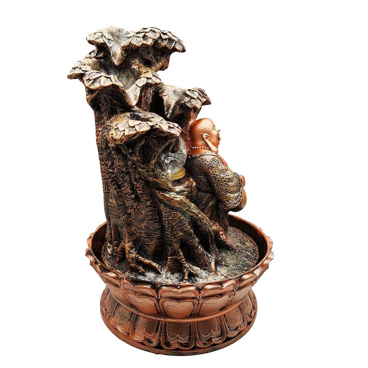 DAYOSHOP - Fuente De Agua Buda Sonriente Arbol Vida Luces Cascada 0350