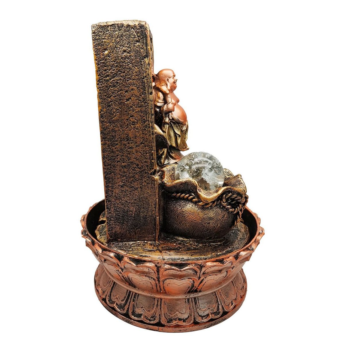 DAYOSHOP - Fuente De Agua Buda Sonriente Prosperidad Luces Cascada 0347