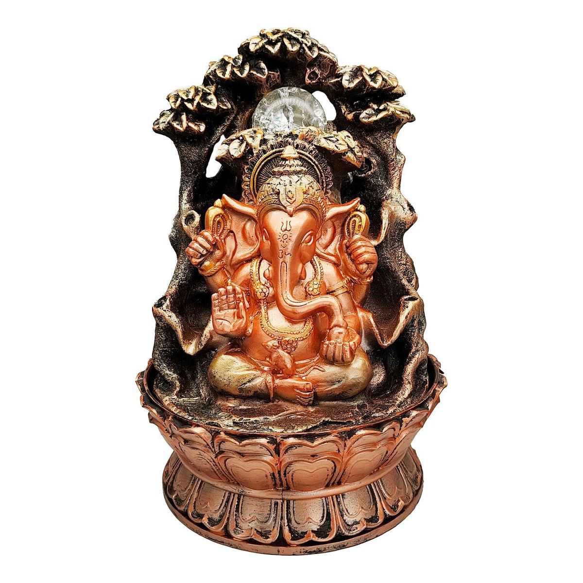 DAYOSHOP - Fuente De Agua Ganesha Elefante Arbol Vida Luz Cascada 0367
