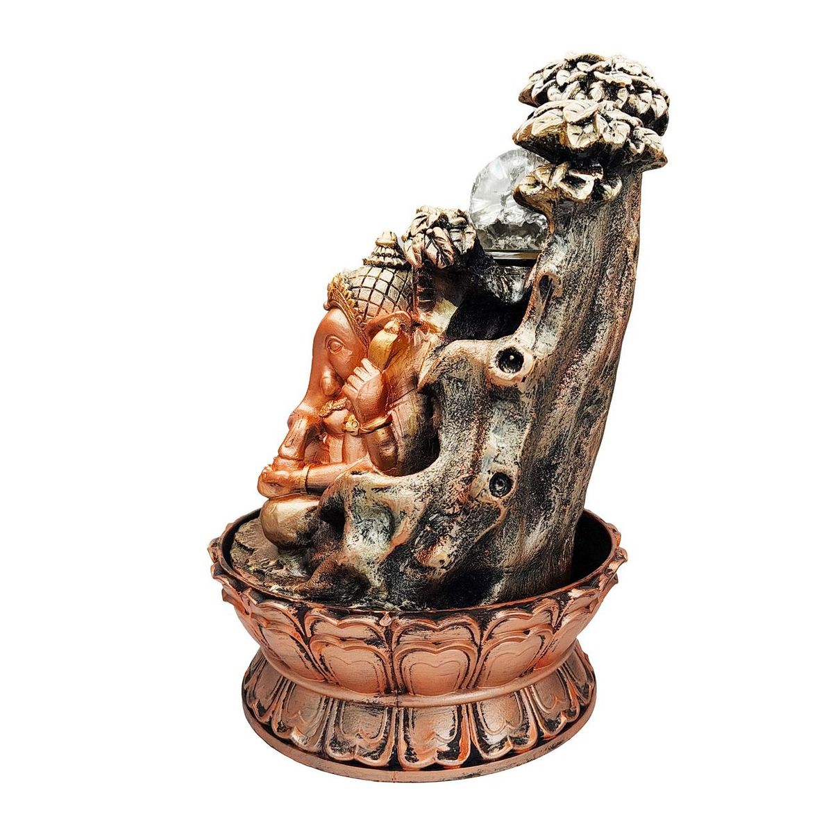 DAYOSHOP - Fuente De Agua Ganesha Elefante Arbol Vida Luz Cascada 0367